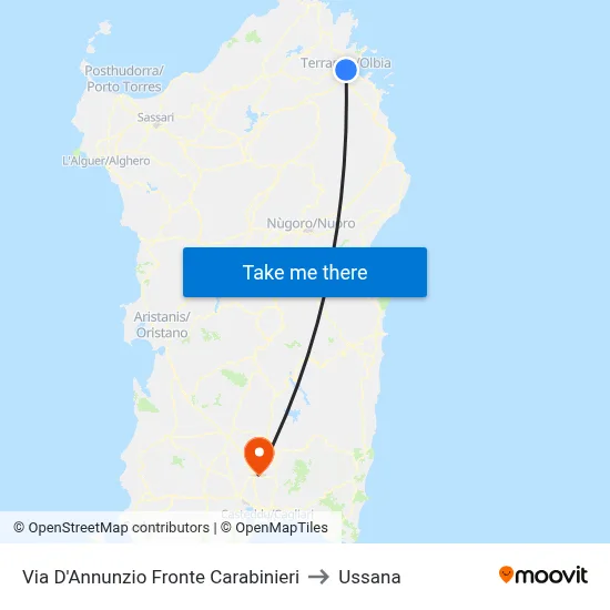 D'Annunzio Street Facing Police to Ussana map