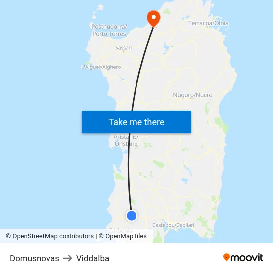 Domusnovas to Viddalba map