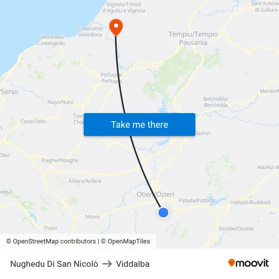 Nughedu Di San Nicolò to Viddalba map