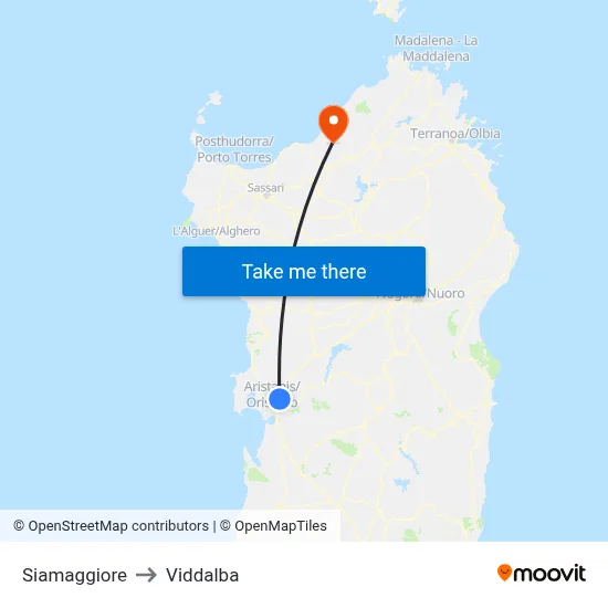 Siamaggiore to Viddalba map