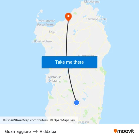 Guamaggiore to Viddalba map