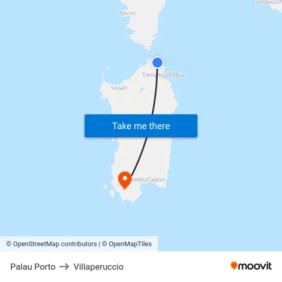 Palau Porto to Villaperuccio map