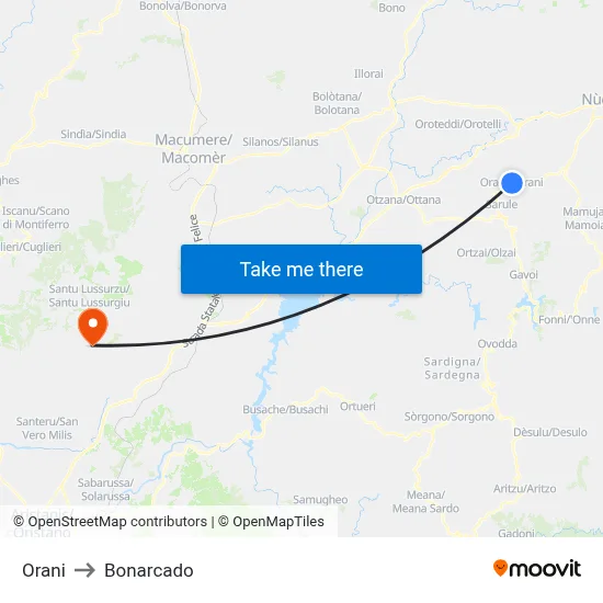 Orani to Bonarcado map