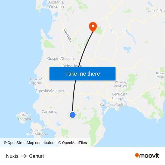 Nuxis to Genuri map