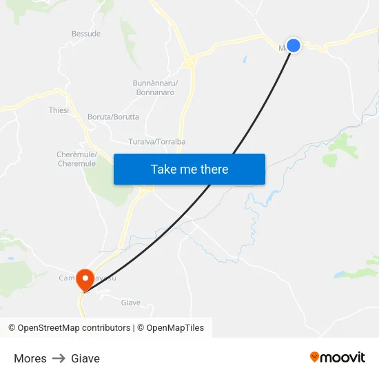 Mores to Giave map