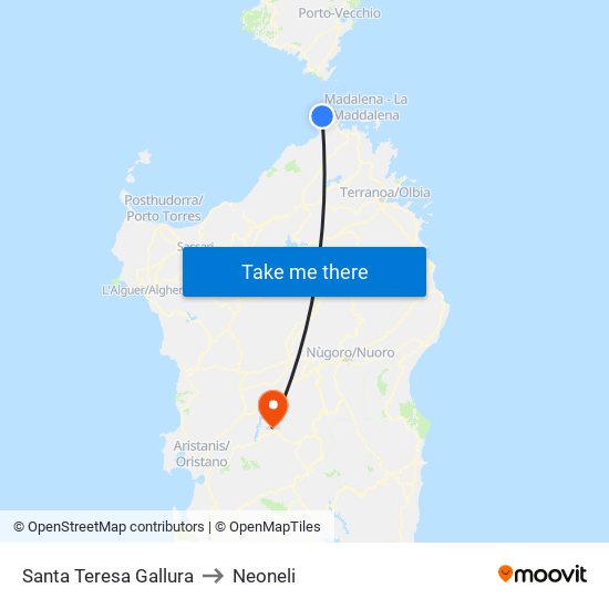 Santa Teresa Gallura to Neoneli map