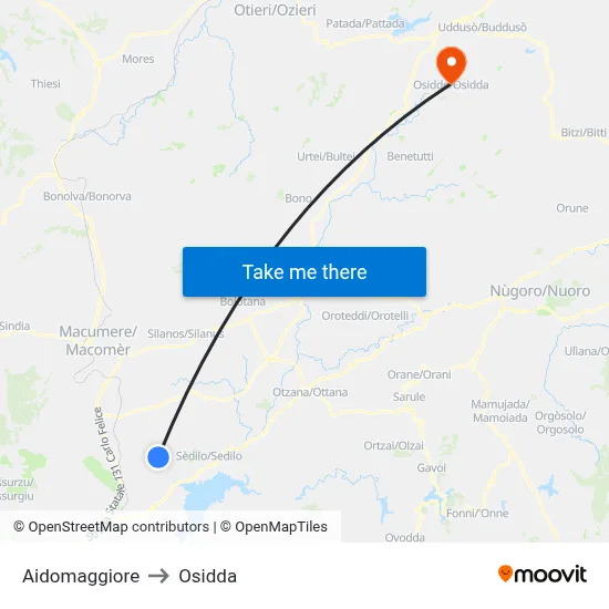 Aidomaggiore to Osidda map
