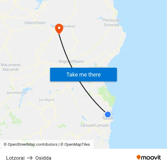Lotzorai to Osidda map