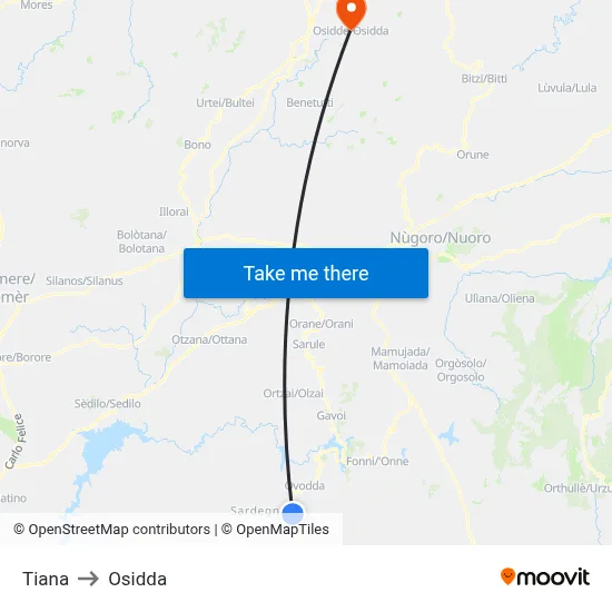 Tiana to Osidda map