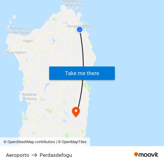 Aeroporto to Perdasdefogu map