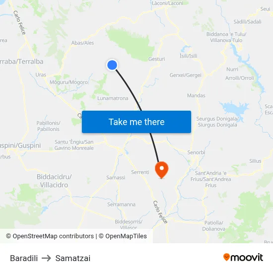 Baradili to Samatzai map