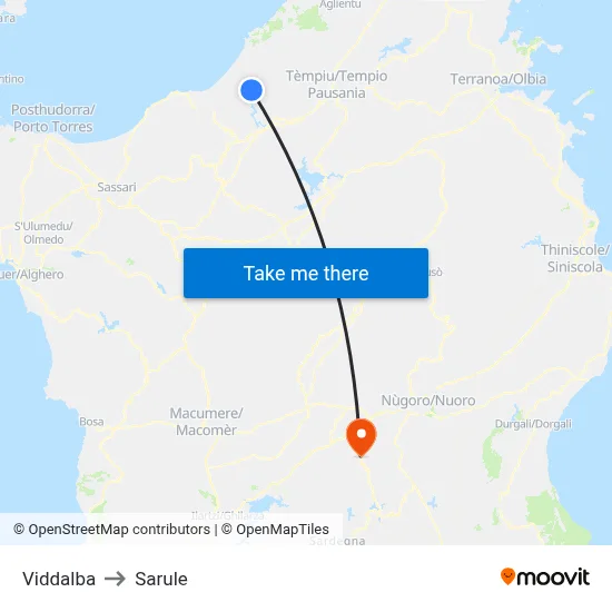 Viddalba to Sarule map