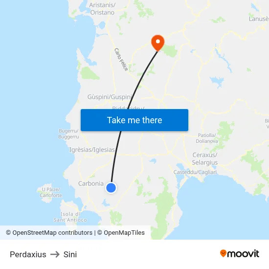 Perdaxius to Sini map