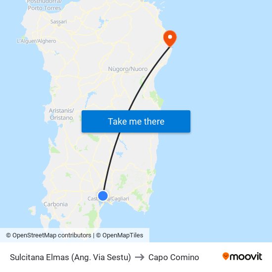 Sulcitana Elmas (Ang. Via Sestu) to Capo Comino map