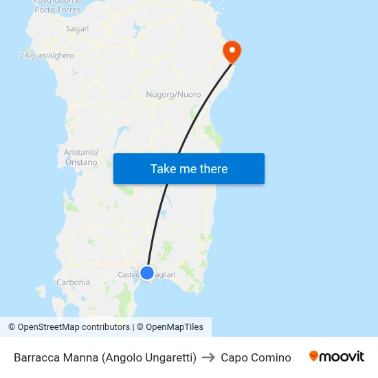 Barracca Manna (Corner of Ungaretti) to Capo Comino map