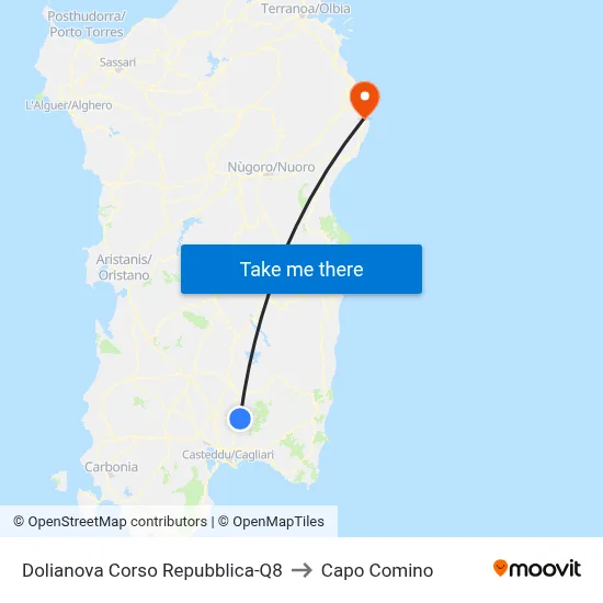 Dolianova Corso Repubblica-Q8 to Capo Comino map
