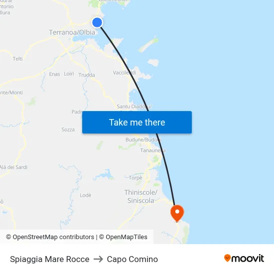 Mare Rocce Beach to Capo Comino map