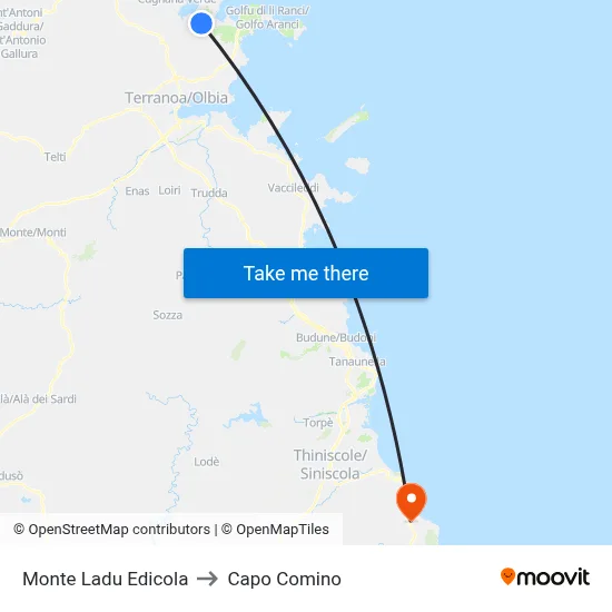 Monte Ladu Newsstand to Capo Comino map