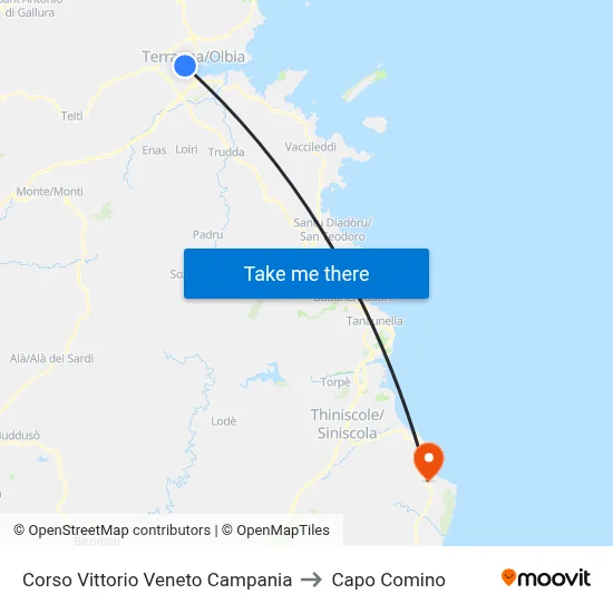 Corso Vittorio Veneto Campania to Capo Comino map