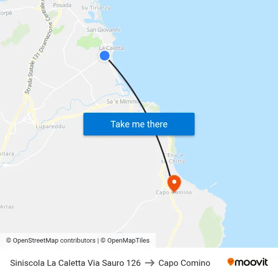 Siniscola La Caletta Sauro Street 126 to Capo Comino map