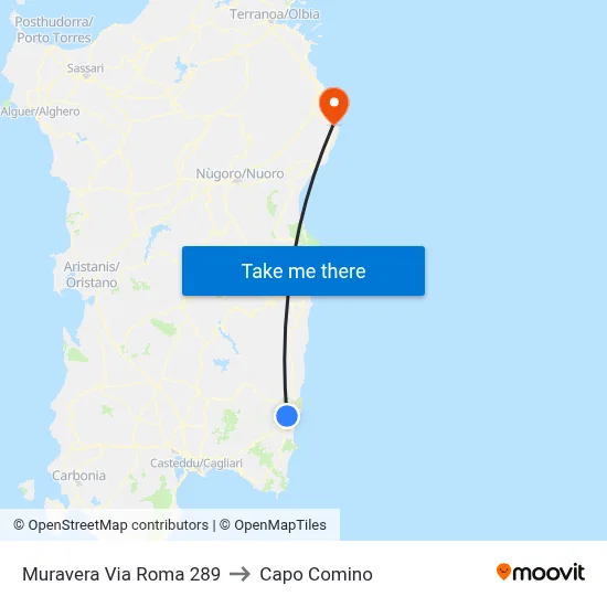 Muravera Via Roma 289 to Capo Comino map