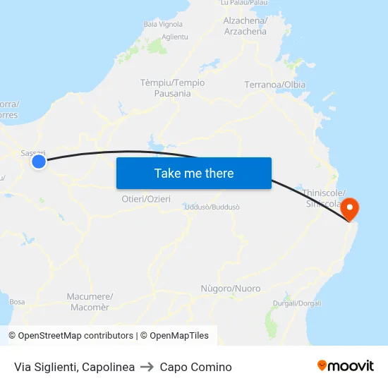 Siglienti Street, Terminal to Capo Comino map