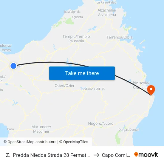 Industrial Zone Predda Niedda Street 28 Stop 2 to Capo Comino map
