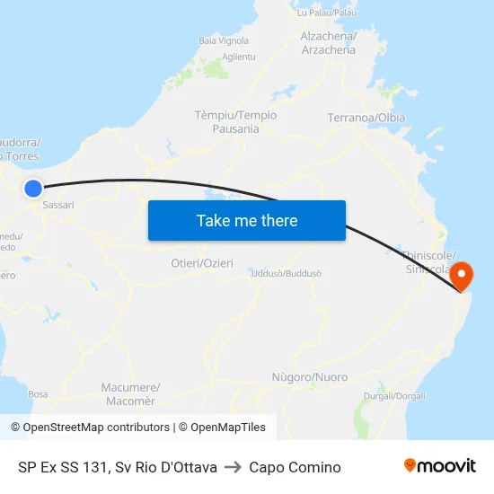 SP Ex SS 131, Rio D'Ottava Junction to Capo Comino map