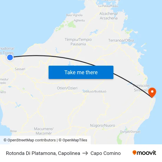 Platamona Roundabout, Terminal to Capo Comino map