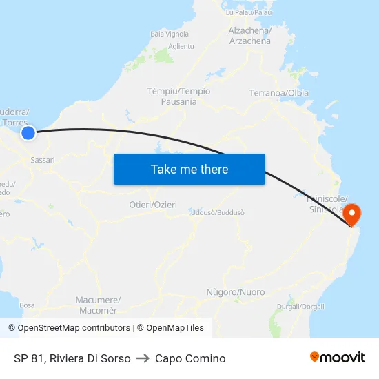 SP 81, Sorso Riviera to Capo Comino map