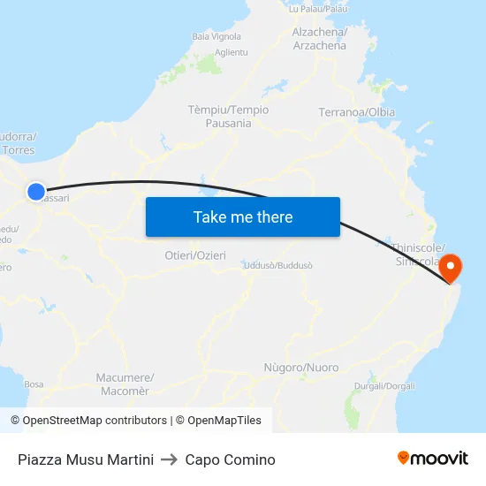 Musu Martini Square to Capo Comino map