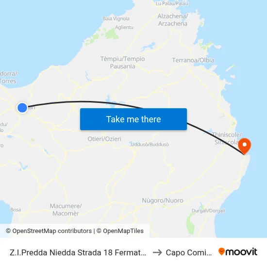 Industrial Zone Predda Niedda Street 18 Stop 2 to Capo Comino map