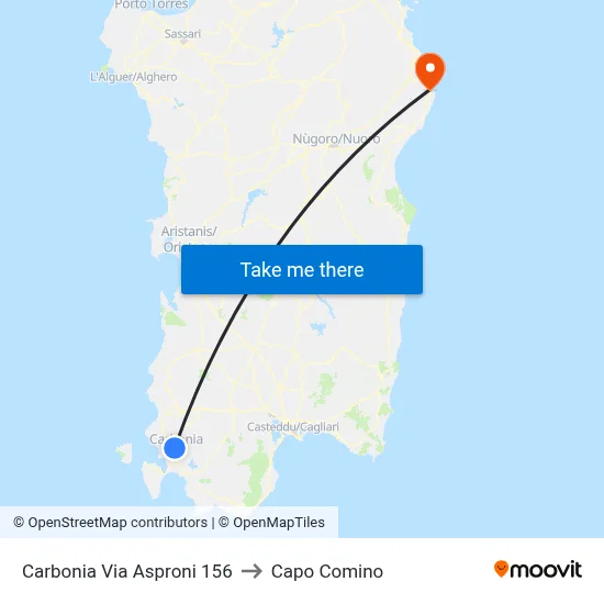 Carbonia Asproni Street 156 to Capo Comino map