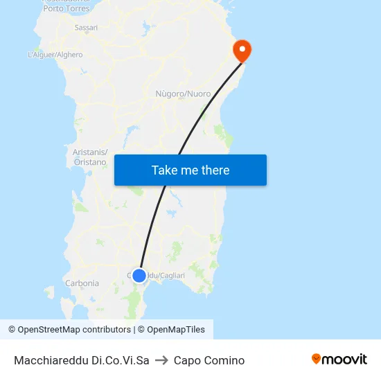 Macchiareddu Di.Co.Vi.Sa to Capo Comino map