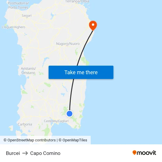 Burcei to Capo Comino map