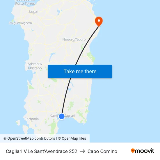 252 Sant'Avendrace Avenue, Cagliari to Capo Comino map