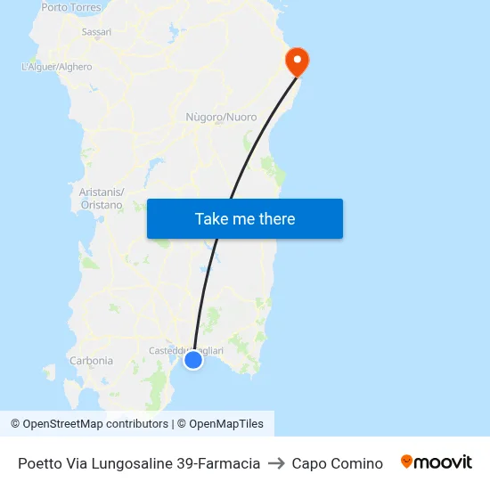 Poetto Lungosaline Street 39-Pharmacy to Capo Comino map