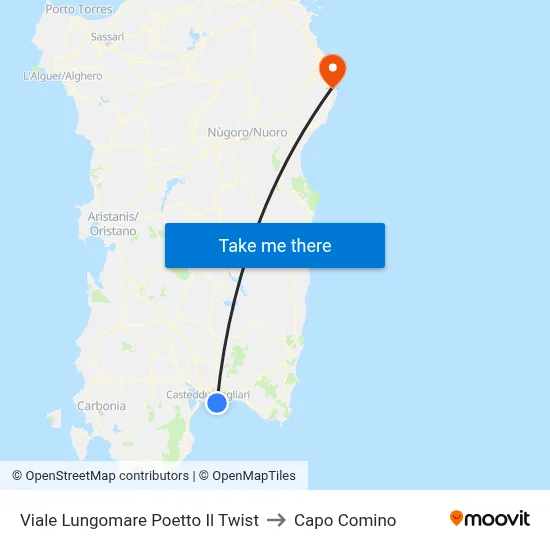 Poetto Seafront Blvd The Twist to Capo Comino map