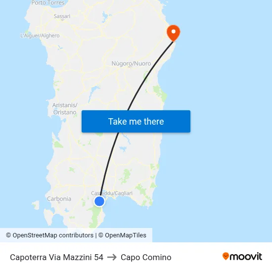 54 Mazzini Street Capoterra to Capo Comino map