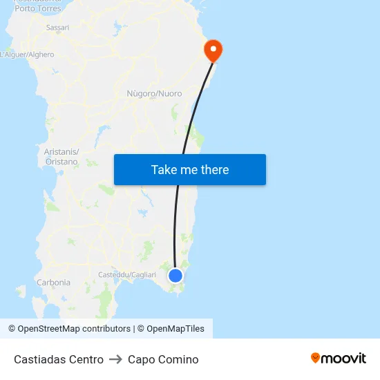 Castiadas Center to Capo Comino map