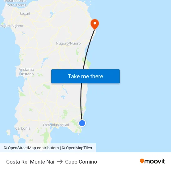 Costa Rei Monte Nai to Capo Comino map