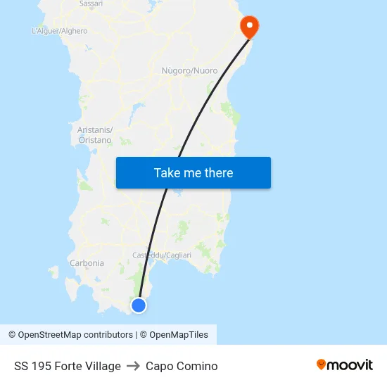 State Road 195 Forte Village to Capo Comino map