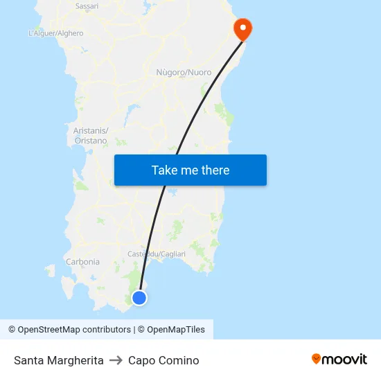 Santa Margherita to Capo Comino map