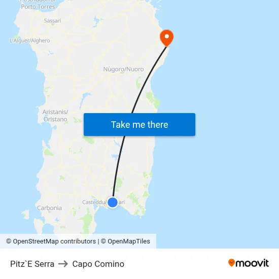 Pitz'e Serra to Capo Comino map