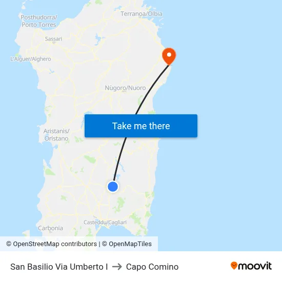 San Basilio Via Umberto I to Capo Comino map