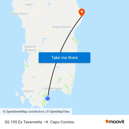 SS 195 Former Tavern to Capo Comino map