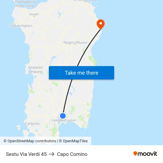 Sestu Via Verdi 45 to Capo Comino map