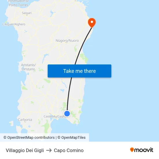 Village of Lilies to Capo Comino map