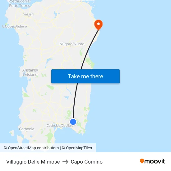 Mimose Village to Capo Comino map