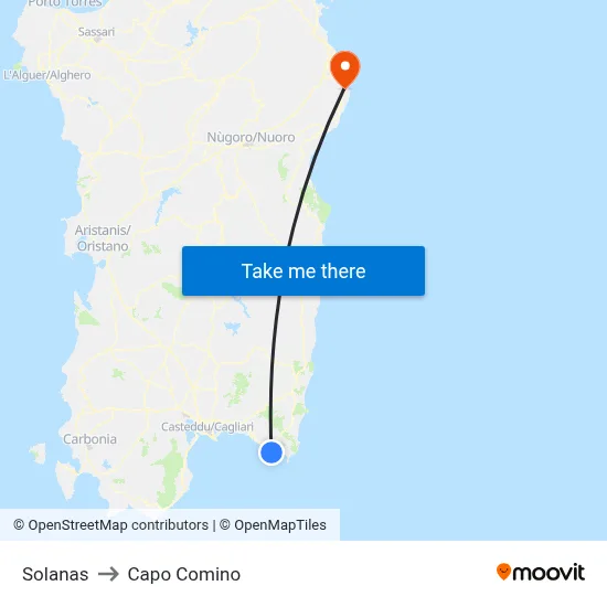 Solanas to Capo Comino map